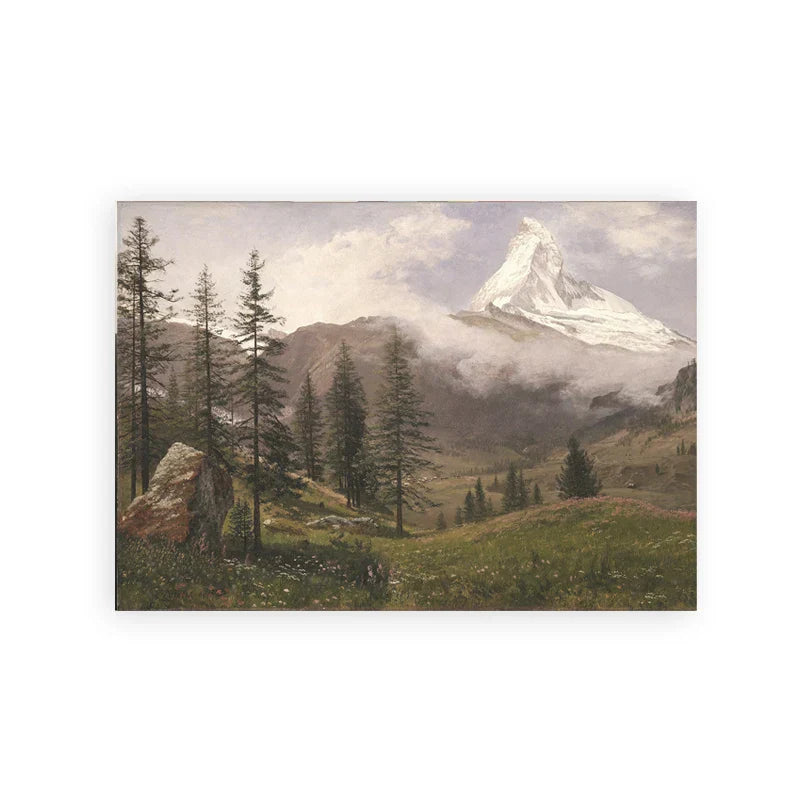 Rustic Vintage Landscape Oil Painting Mountain Forest Wall Art Fine Art Canvas Prints Gallery Wall Pictures For Living Room Dining Room Art Decoration | Kunsthaus Atelier-Homeandso