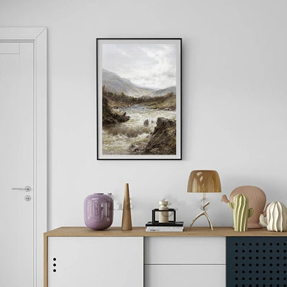 Rustic Vintage Landscape Oil Painting Mountain Forest Wall Art Fine Art Canvas Prints Gallery Wall Pictures For Living Room Dining Room Art Decoration | Kunsthaus Atelier-Homeandso