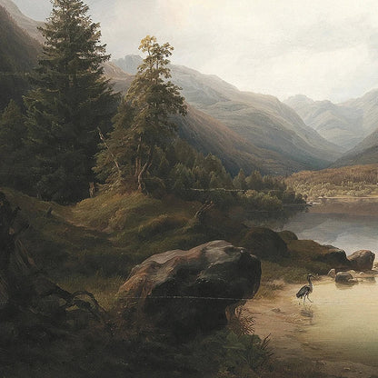 Rustic Vintage Landscape Oil Painting Mountain Forest Wall Art Fine Art Canvas Prints Gallery Wall Pictures For Living Room Dining Room Art Decoration | Kunsthaus Atelier-Homeandso