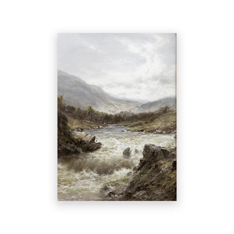 Rustic Vintage Landscape Oil Painting Mountain Forest Wall Art Fine Art Canvas Prints Gallery Wall Pictures For Living Room Dining Room Art Decoration | Kunsthaus Atelier-Homeandso