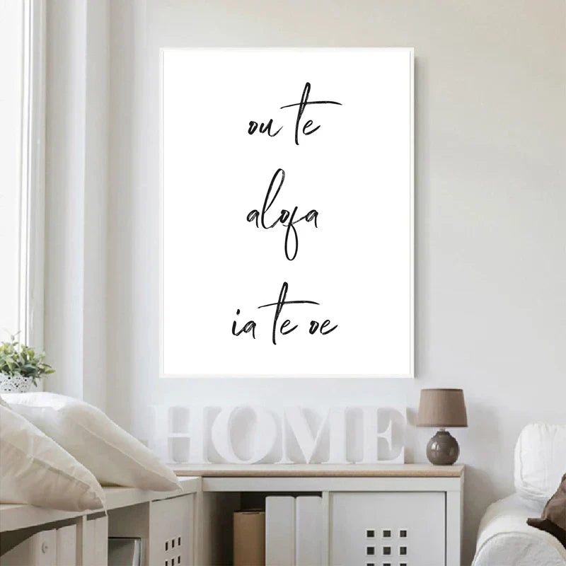 South Pacific Love Quotes Poster Wall Art Fine Art Canvas Prints Minimalist Black White Elegant Typographic Wall Art Pictures For Living Room Bedroom Art Decor | Kunsthaus Atelier-Homeandso