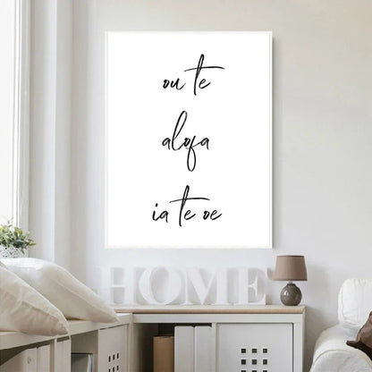 South Pacific Love Quotes Poster Wall Art Fine Art Canvas Prints Minimalist Black White Elegant Typographic Wall Art Pictures For Living Room Bedroom Art Decor | Kunsthaus Atelier-Homeandso
