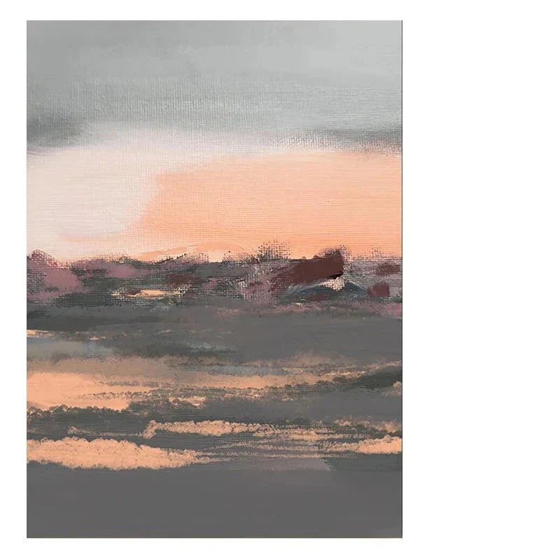 Tranquil Peachy Grey Abstract Landscape Canvas Print Wall Art For Living Room - Modern Wall Art for Contemporary Interiors | Kunsthaus Atelier-Homeandso