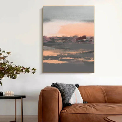 Tranquil Peachy Grey Abstract Landscape Canvas Print Wall Art For Living Room - Modern Wall Art for Contemporary Interiors | Kunsthaus Atelier-Homeandso